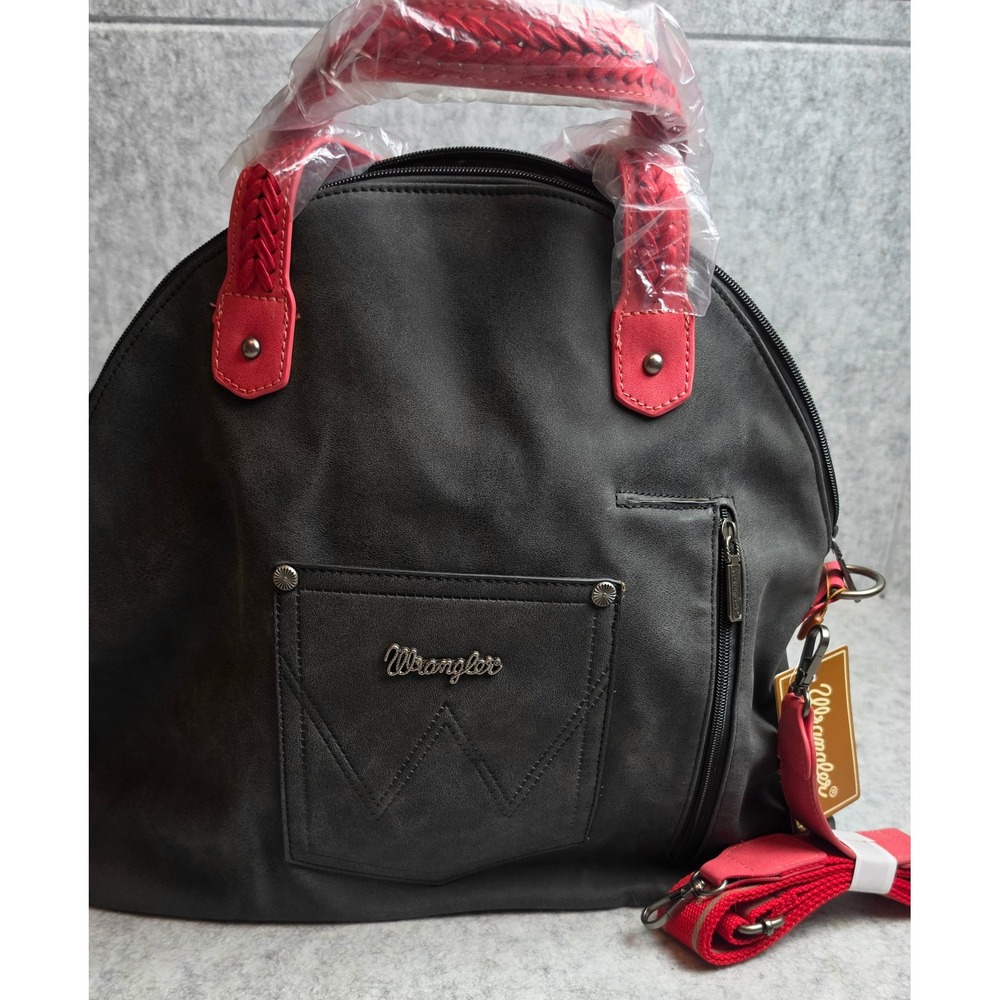 Wrangler Concealed Carry Purse Black Pink Western Dome Satchel CCW Tote NWT